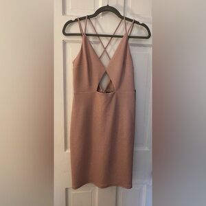 Express Women's Mauve/Dusty Pink METALLIC CUT-OUT MINI SHEATH DRESS